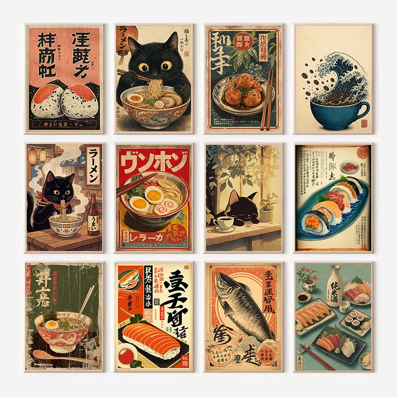 Japanese Food Lifestyle - Pôster de Comida Japonesa Vintage: Sushi,