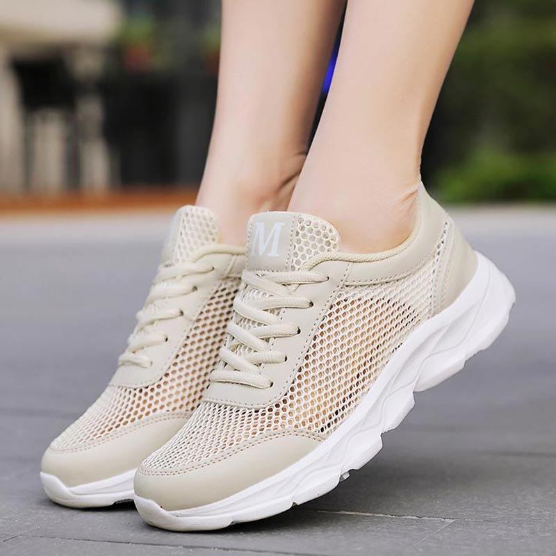 Japanese Elderly Lifestyle - Verão respirável tênis feminino malha sapatos