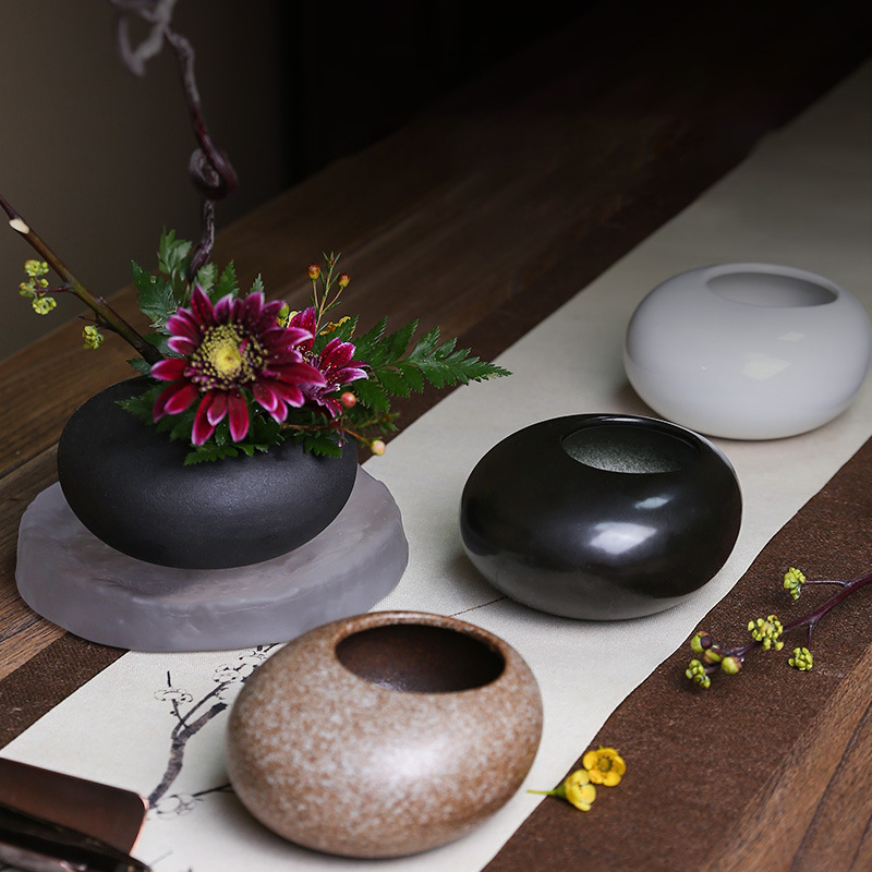 Ikebana Vase Kenzan - Estilo japonês Ikebana Flower Arranjo Vaso,