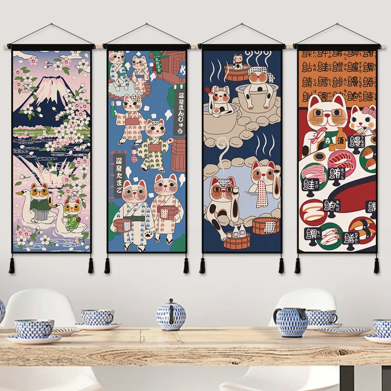 Japanese Restaurant Lifestyle - Japonês sorte gato pano arte anime