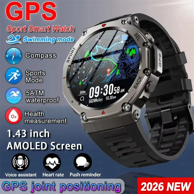 Japanese Active Lifestyle - Relógio Inteligente Masculino com GPS, Tela