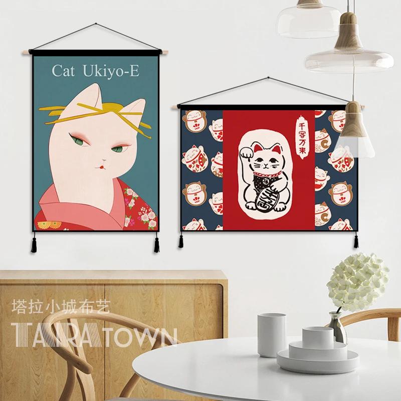 Japonês sorte gato pano arte a - Japanese Restaurant Lifestyle avaliação e preço